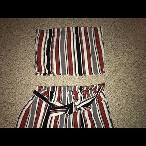 Crop top & Wide-leg pants two piece